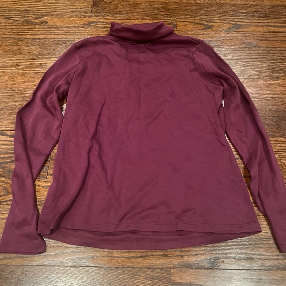 LL Bean Maroon Turtleneck Womens Small Reg Long Sleeve 100% Supima Cotton - Picture 1 of 3